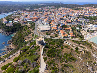 Aerial view of Santa Teresa di Gallura and Rena Bianca beach