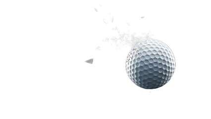White golf ball isolated on white background with clear dimple texture
