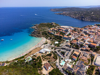 Aerial view of Santa Teresa di Gallura and Rena Bianca beach