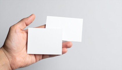 Hand holding two blank white business cards (3)