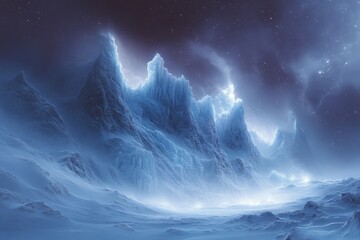 Fototapeta premium A solitary mountain rising in a snowy landscape.