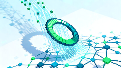 Pixel Art Circular Progress Bar Cascading in a Neural Network