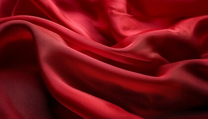 Closeup Of The Wavy Red Organza Fabric