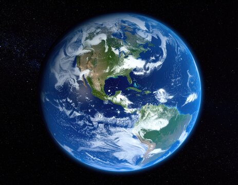 Earth from space, detailed view of continents and oceans - Powered by Adobe