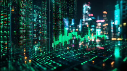 Fototapeta premium Night City Data Visualization