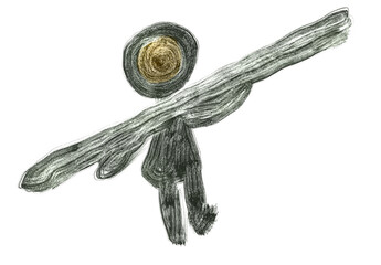 Hand drawn angel character with outstretched wings flying gracefully upwards in a whimsical art style isolated on transparent background Hand Draw