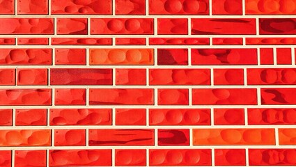 Textured Red Brick Wall with Unique Dimples and Contrasting Mort