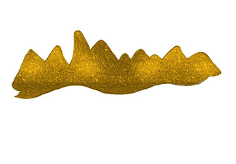 Fototapeta premium Unique hand drawn abstract golden mountain landscape art illustration for commercial use isolated on transparent background Hand Draw