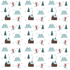 Winter ski mountain pattern