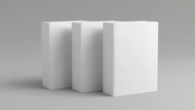 Square slipcase book mock up isolated on soft gray background. 3D illustrating