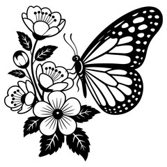 black floral butterfly