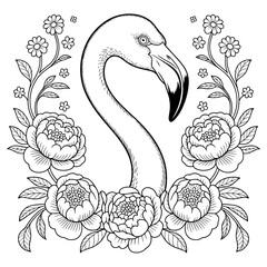black floral flamingo
