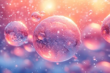 Multiple spheres suspended in mid-air.