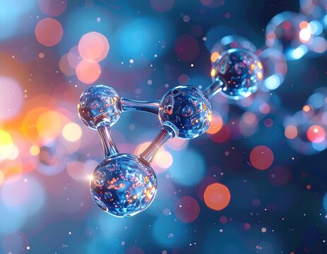 Abstract 3D model of molecules in vibrant colors