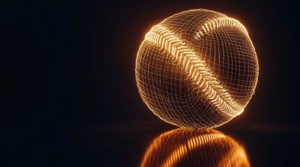 Futuristic glowing baseball sphere, sports technology and digital recreation