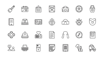 Hand drawn business and technology icon set for modern web and app design concepts vector