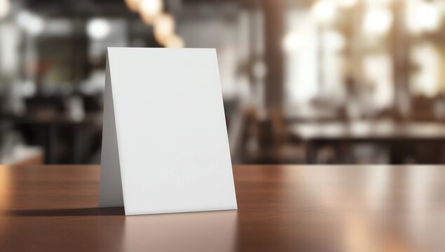 Stand Mock up Menu frame tent card blurred background design key visual layout
