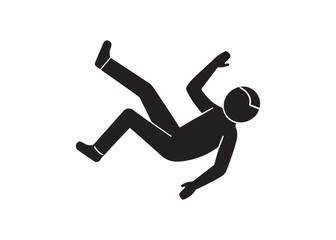 Falling stick figure isolated on white background