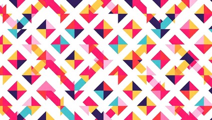 Vibrant geometric pattern with overlapping triangles and squares