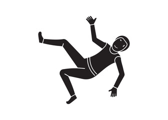 Falling stick figure isolated on white background