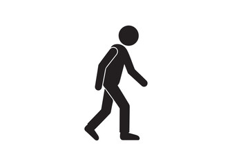 Walking stick figure isolated on white background simple vector illustration