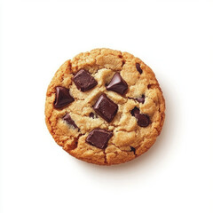 Chocolate chip cookie with large chunks white background