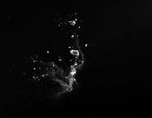 Fototapeta premium Abstract, light gray, splatter, against black background