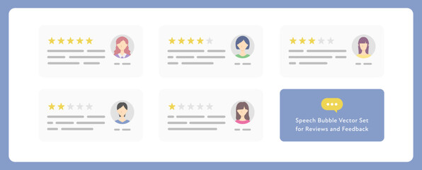 レビューや口コミの吹き出しイラスト素材セット (ベクター)