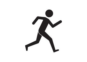 Stick figure running isolated on white background, action and motion