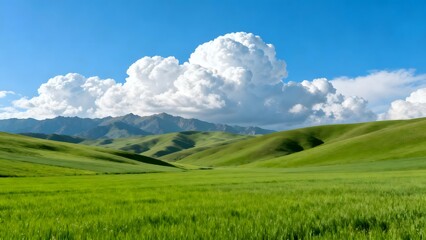 Fototapeta premium green field and blue sky