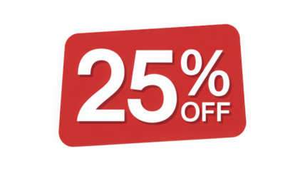 Red 25 percent off sale tag promotional discount offer for retail illustration is
