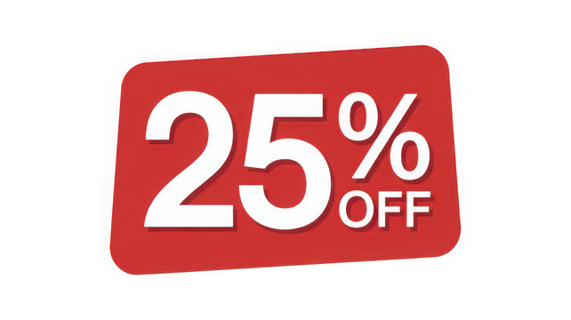 Red 25 percent off sale tag promotional discount offer for retail illustration is