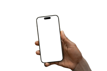 Modern smartphone in hand mockup, realistic mobile device for app UI showcase, responsive website presentation and digital product branding