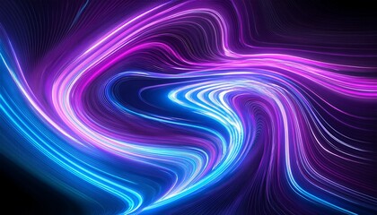 Fototapeta premium Abstract Background With Purple And Blue Neon Lights Forming Curved Shapes