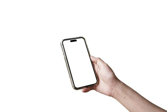 Modern smartphone in hand mockup, realistic mobile device for app UI showcase, responsive website presentation and digital product branding