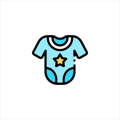 Blue baby bodysuit with yellow star sits isolated on white, representing childhood innocence and early development.