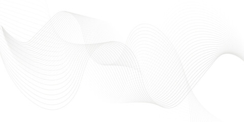 White wave curve lines banner background design. Abstract soft wave lines dynamic flowing gray light isolated background. Vector Illustration of the gray pattern of lines. Black stripes on white .