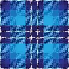 Blue tartan plaid. Scottish pattern fabric swatch close-up. 