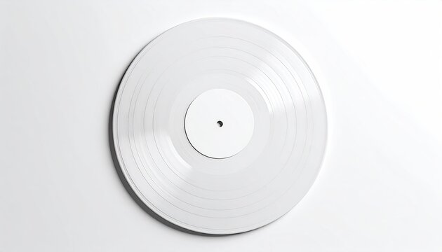 White vinyl record on white background
