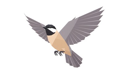 Obraz premium Geometric illustration of a bird in flight, showcasing minimalist polygonal design and avian movement