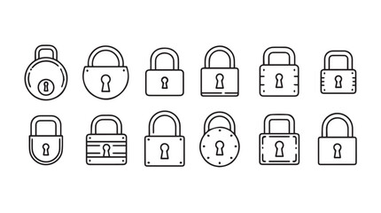 Collection of hand-drawn padlock icons representing security and protection symbols vector
