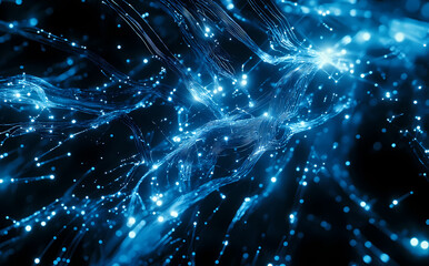 Obraz premium Abstract Network of Blue Light Particles