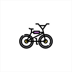 Fototapeta premium Black bmx bike sits stationary against white backdrop, its sleek frame and colorful accents suggesting youthful energy and active lifestyle.