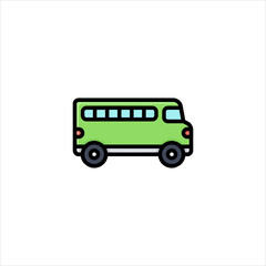 Green bus transports passengers down the road during a bright sunny day, symbolizing public transportation and travel convenience.