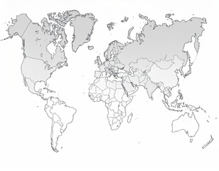 World map, grayscale, political boundaries