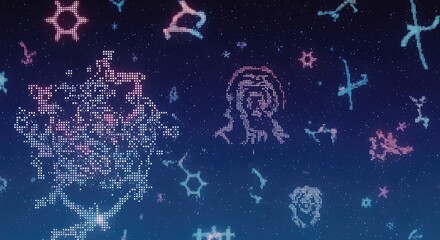 Abstract Molecular Structures on Starry Background