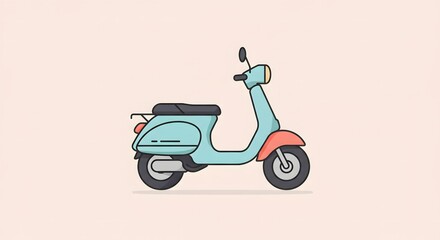 Obraz premium Classic style moped icon in a flat design. Cute retro scooter vector graphic for transportation and lifestyle concepts
