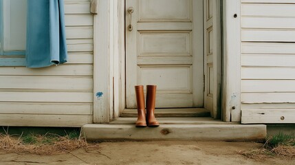 Vintage Boots by the Doorstep in Nature