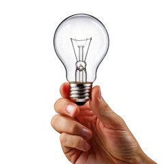 Firefly hand holding light bulb isolated on transparent white background, clipping path 3684