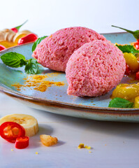 Couscous Nocken mit Obst, Gemüse, vegetarisch, gesund, Getreide,
